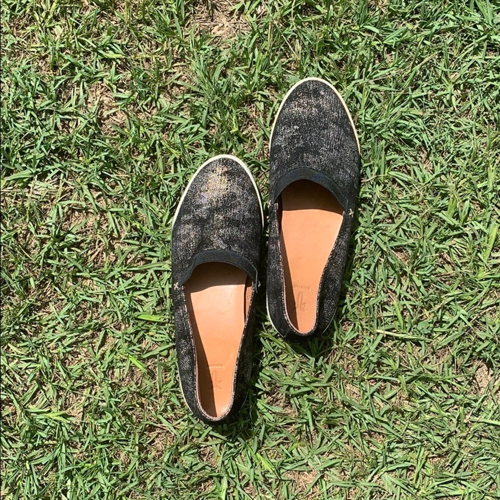 Frye Black Metallic Loafers